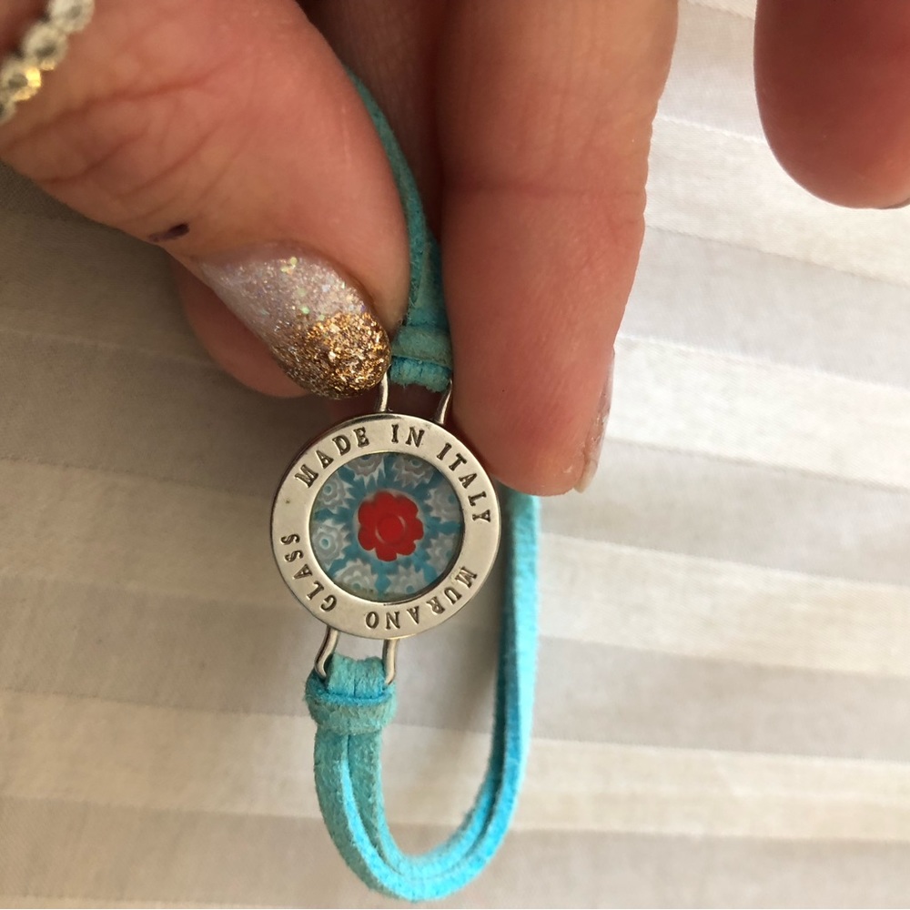 Murano Glass & Blue Suede Bracelet - Made in Italy - Picture 2 of 3